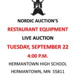 RESTAURANT EQUIPMENT LIVE AUCTION (SEPT. 22) @Nordic @ Nordic Auction | Duluth | Minnesota | United States